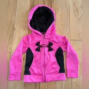 Under Armour Girls Full Zip Hoodie in Pink and Black